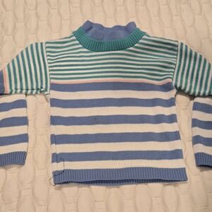 Whinnie The Pooh Branded Sweater Aqua Blue White Pink Stripes Vintage Toddler 3t